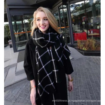 Nova Outono e Inverno Imitação Cashmere Casais Black Plaid Scarf